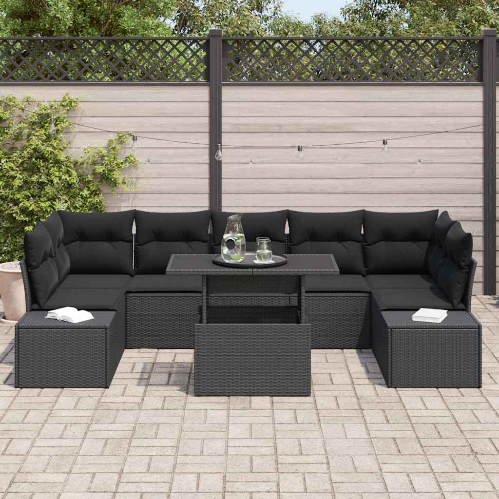 Sofa Set 8 stk. Schwarz Poly-Rattan