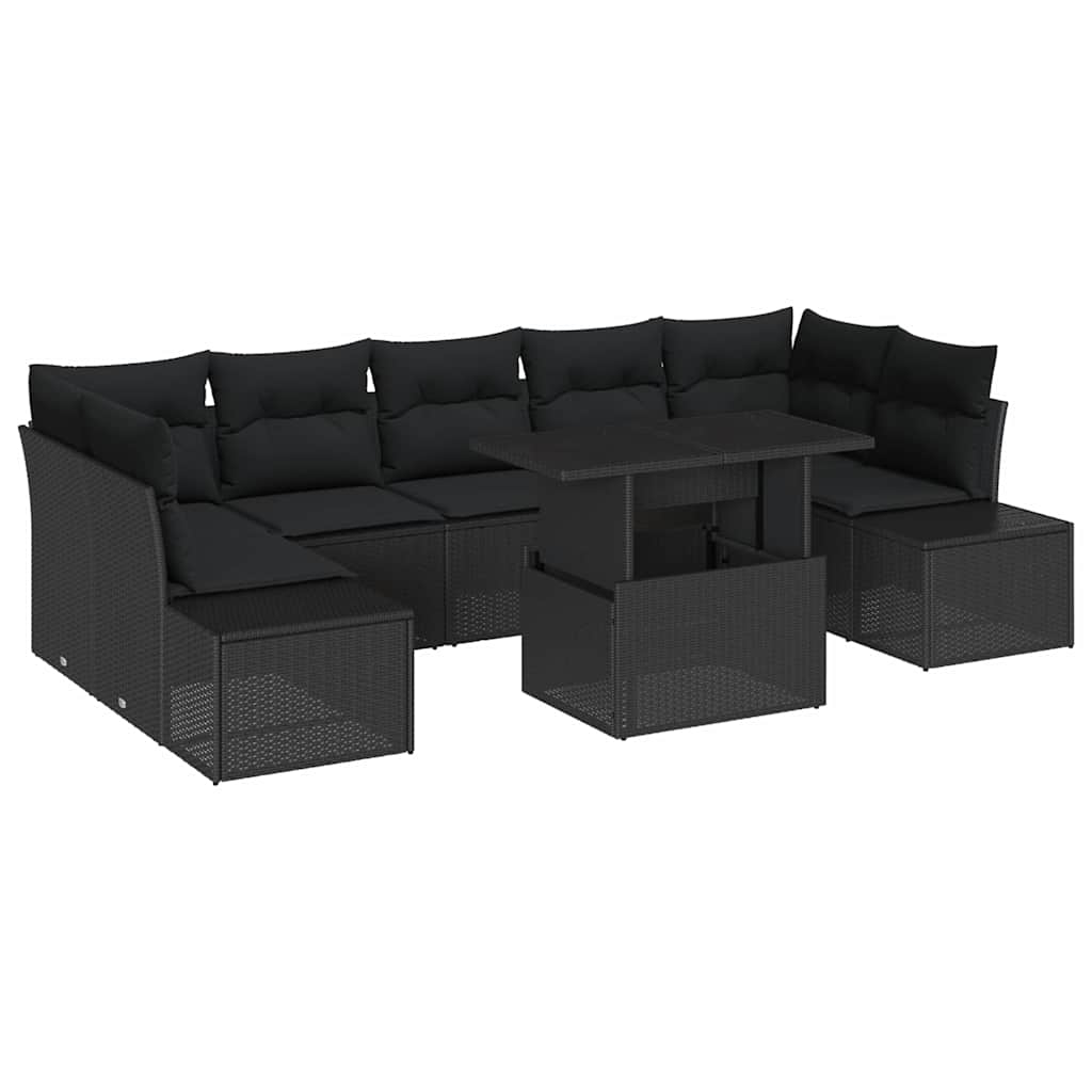 Sofa Set 8 stk. Schwarz Poly-Rattan