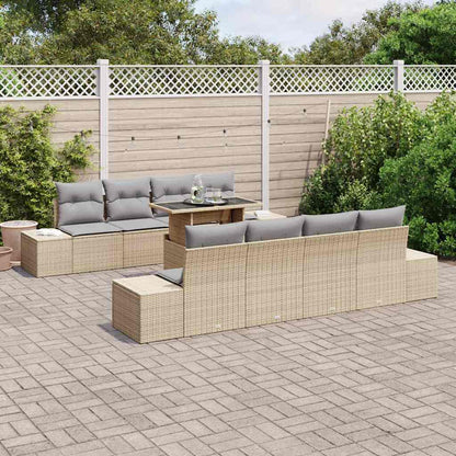 Gartensofa-set 9 stk. Beige und Hellgrau 100 x 55 x 73 cm
