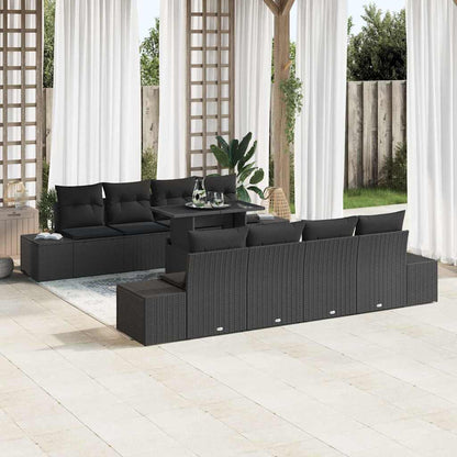 Gartensofa-set 9 stk. Schwarz Poly-Rattan
