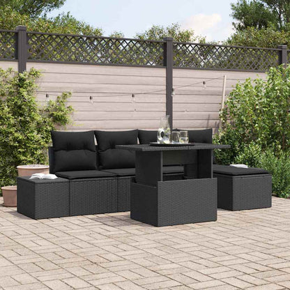 Gartensofa-set 6 stk. Schwarz Poly-Rattan