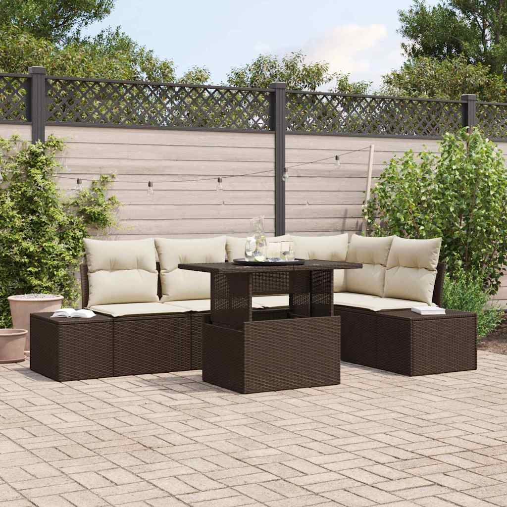 Gartensofa-set 6 stk. Braun Poly-Rattan