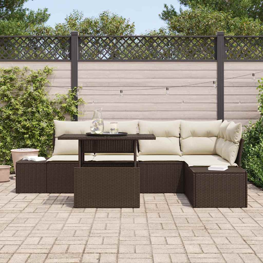 Gartensofa-set 6 stk. Braun Poly-Rattan