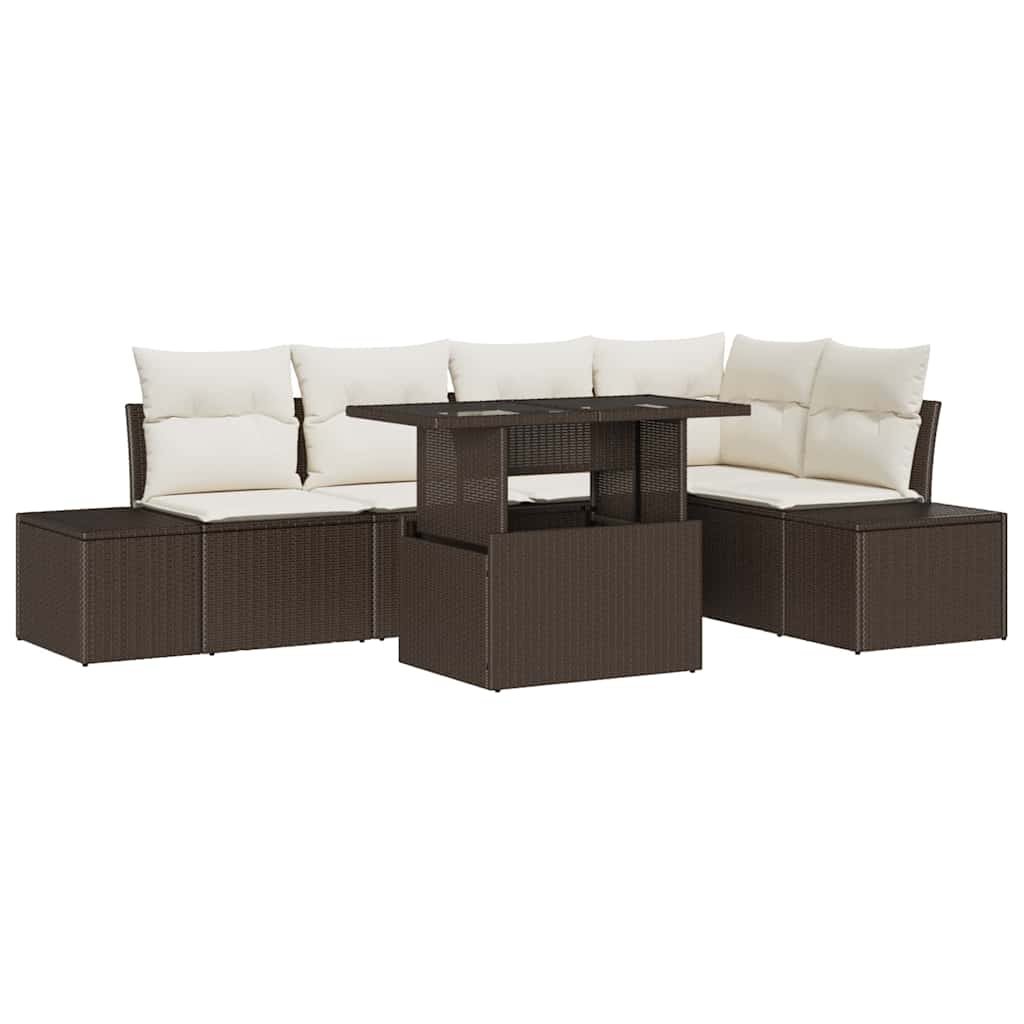 Gartensofa-set 6 stk. Braun Poly-Rattan
