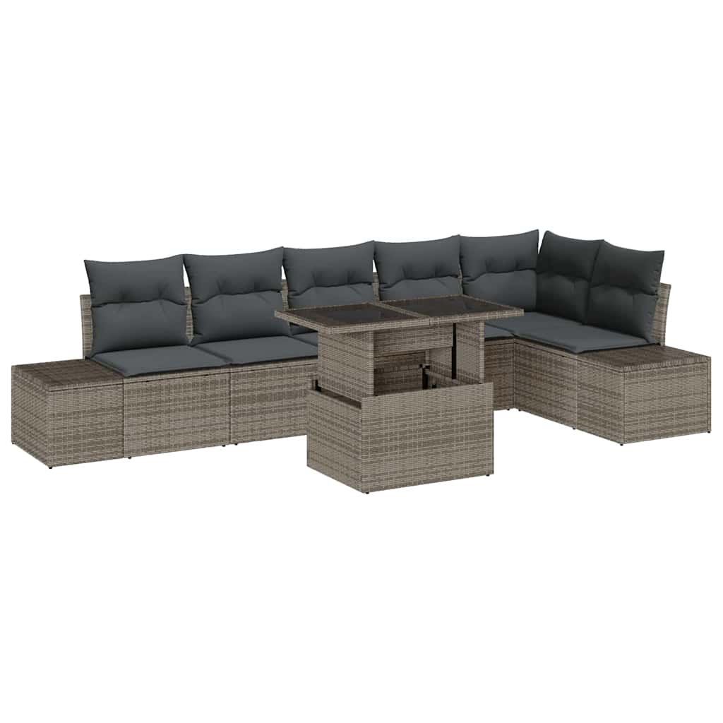Gartensofa-set 7 Stk. Grau Poly-Rattan