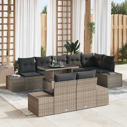 Gartensofa-set 9 stk. Grau 319 x 154 x 85 cm Poly-Rattan