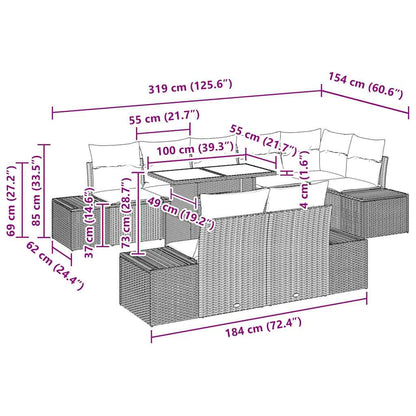 Gartensofa-set 9 stk. Schwarz Poly-Rattan