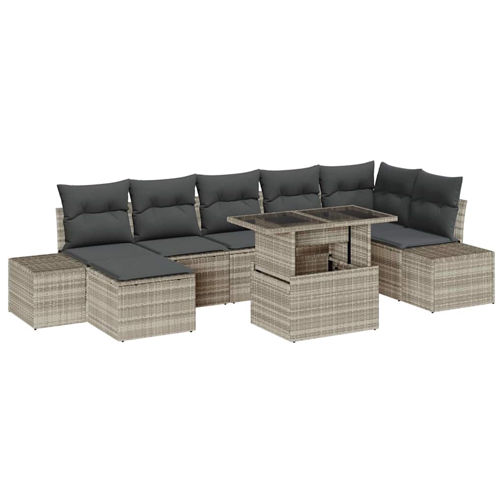 Gartensofa-set 8 stk. Hellgrau Poly-Rattan