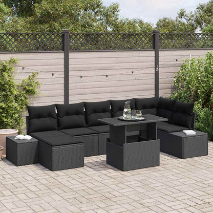 Gartensofa-set 8 stk. Schwarz Poly-Rattan