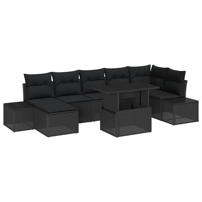 Gartensofa-set 8 stk. Schwarz Poly-Rattan