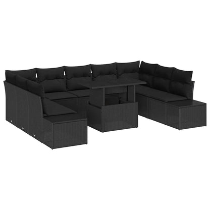 Gartensofa-set 10 stk. Schwarz Poly-Rattan