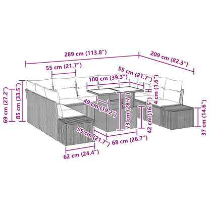 Gartensofa-set 10 stk. Schwarz Poly-Rattan