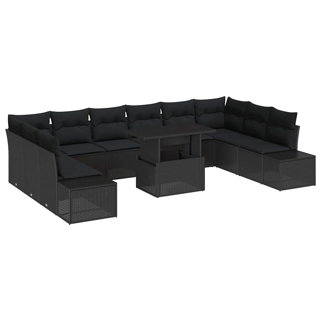 Gartensofa-set 11 stk. Schwarz Poly-Rattan