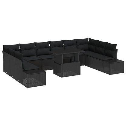 Gartensofa-set 11 stk. Schwarz Poly-Rattan