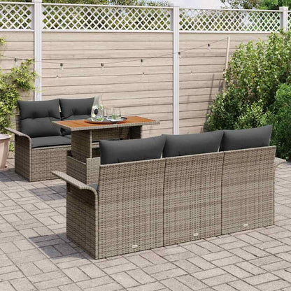 Gartensofa-set 6 stk. Grau 100 x 55 x 73 cm Poly-Rattan