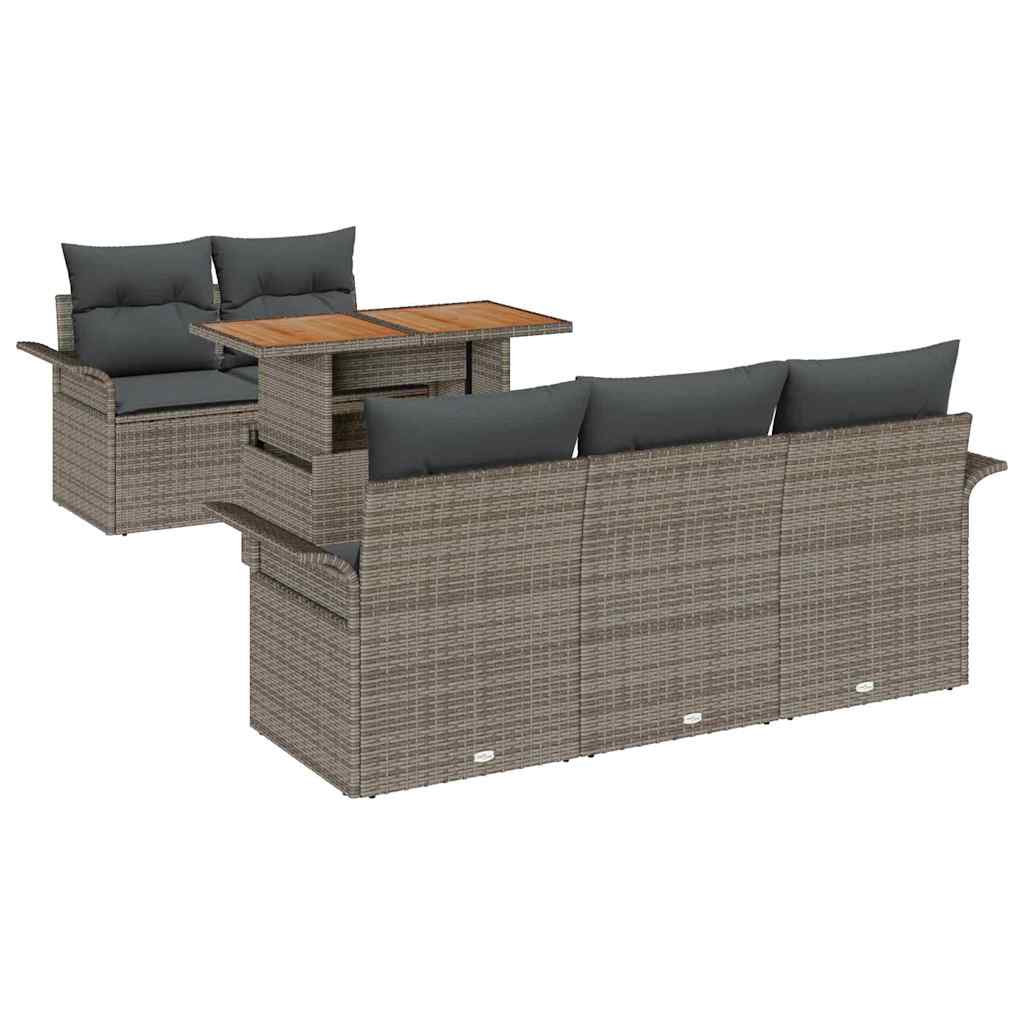 Gartensofa-set 6 stk. Grau Poly-Rattan