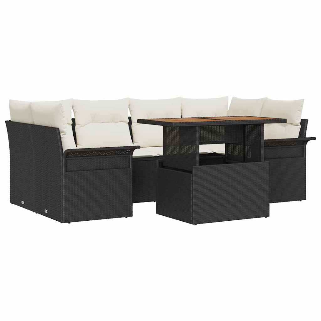 Garten-Sofa-Set 7 stk. Schwarz und Creme
