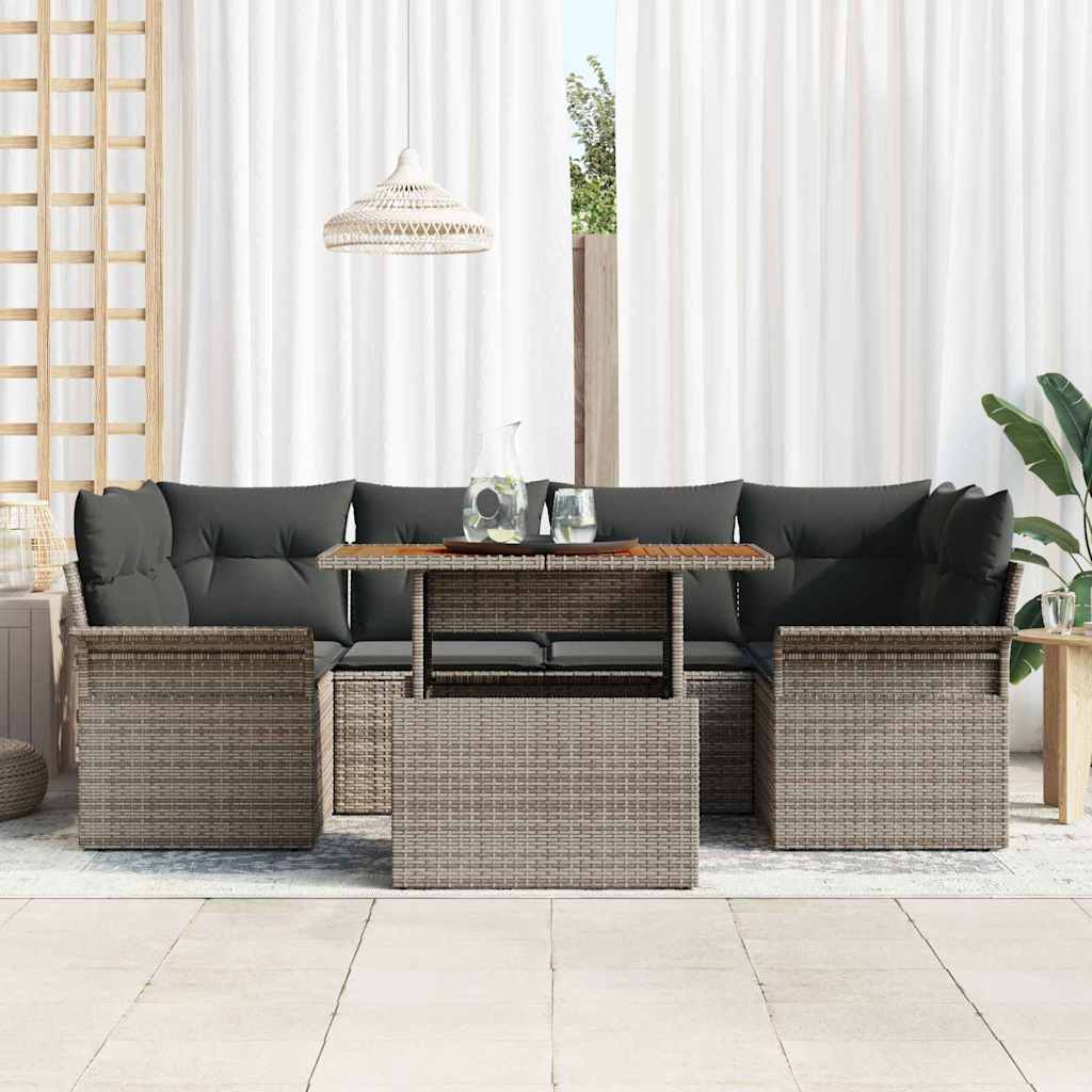 Garten-Sofa-Set 7 stk. Grau
