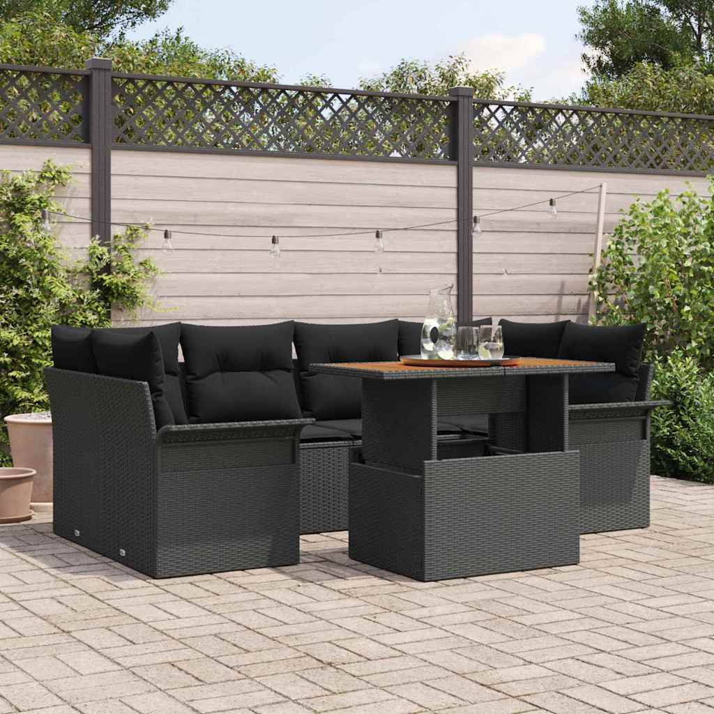 Garten-Sofa-Set 7 stk. Schwarz