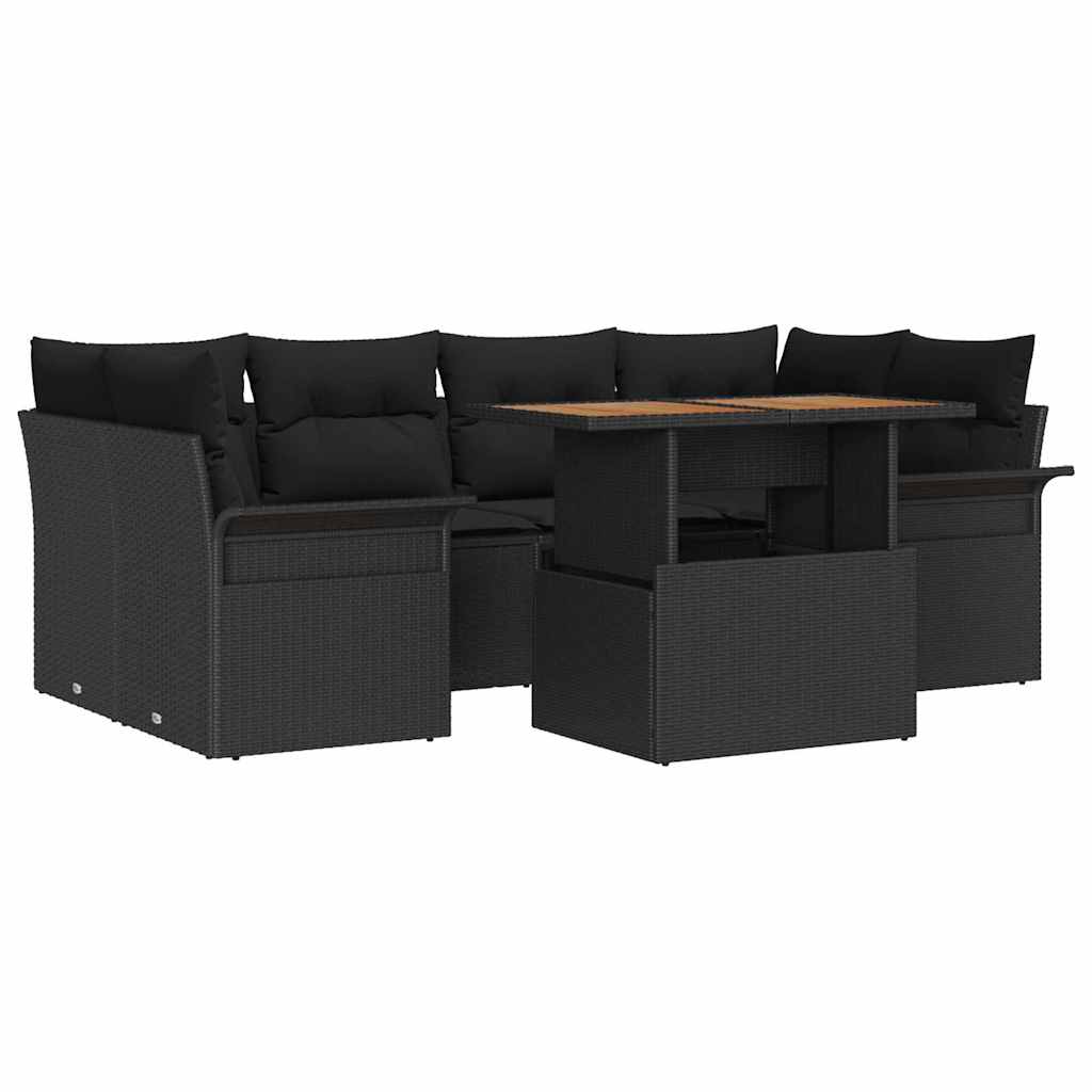 Garten-Sofa-Set 7 stk. Schwarz