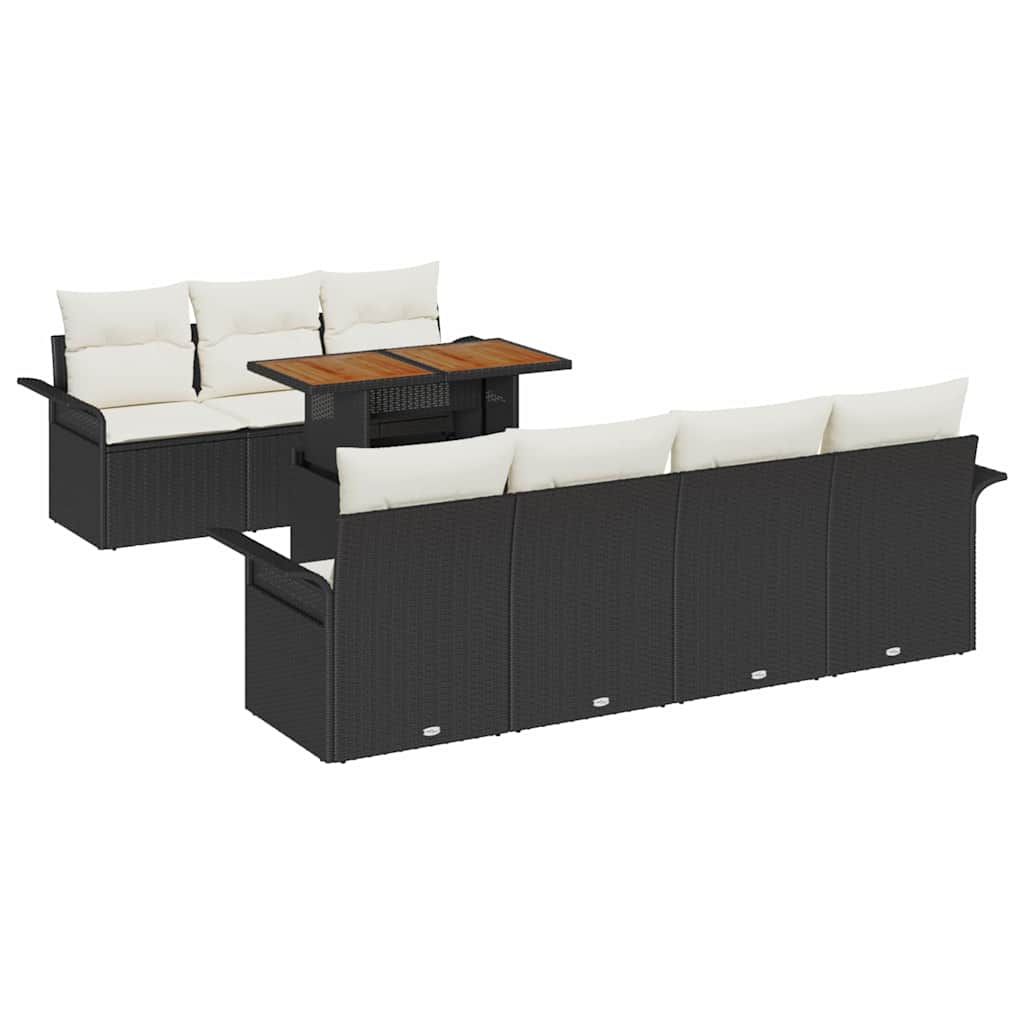 Garten-Sofa-Set 8 Stk. Schwarz und Creme