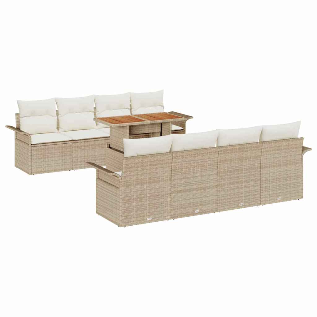 Gartensofa-set mit Kissen 7 pcs Beige und Creme Poly-Rattan
