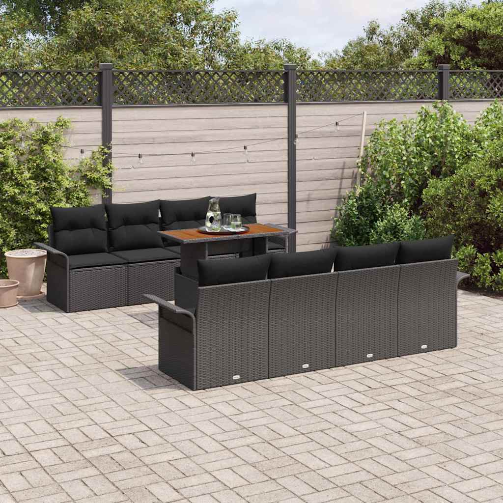 Gartensofa-set 7 stk. Schwarz Poly-Rattan