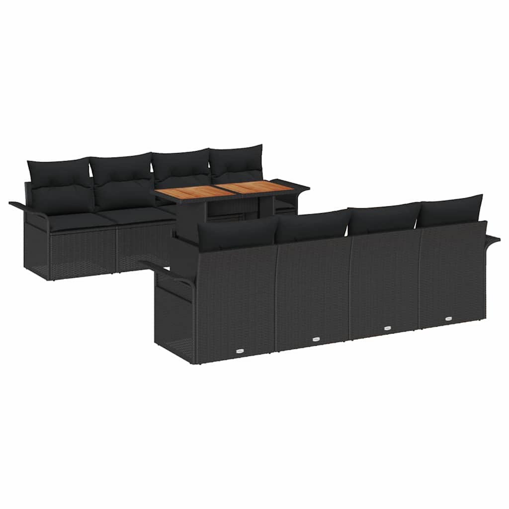 Gartensofa-set 7 stk. Schwarz Poly-Rattan