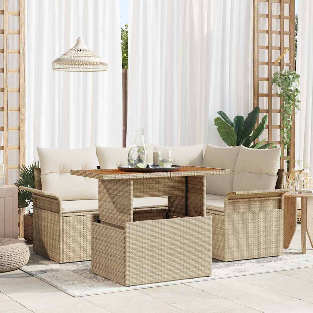 Garten-Sofa-Set 5 stk. Beige und Creme