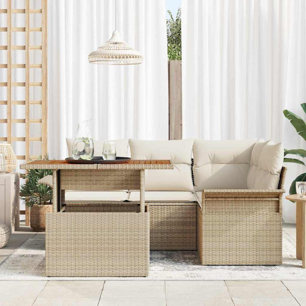 Garten-Sofa-Set 5 stk. Beige und Creme