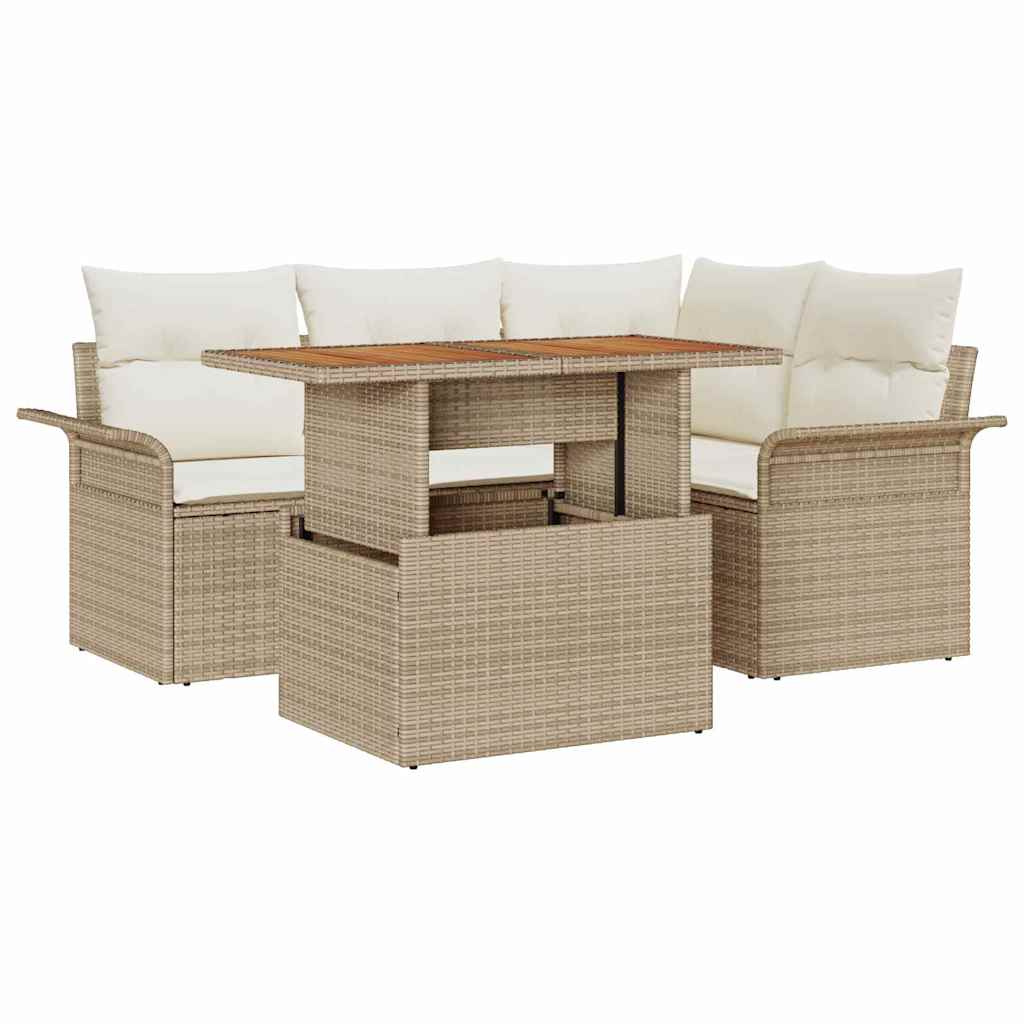 Garten-Sofa-Set 5 stk. Beige und Creme