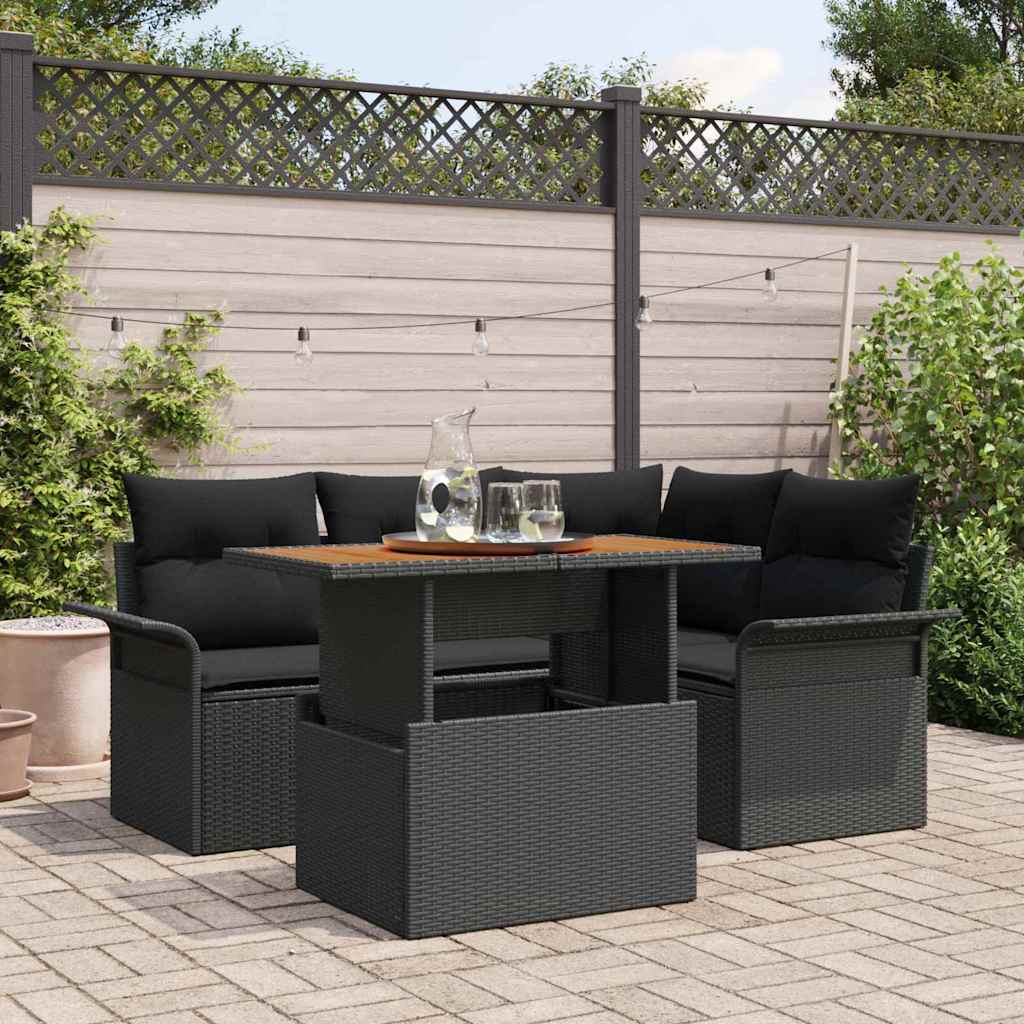 Garten-Sofa-Set 5 stk. Schwarz