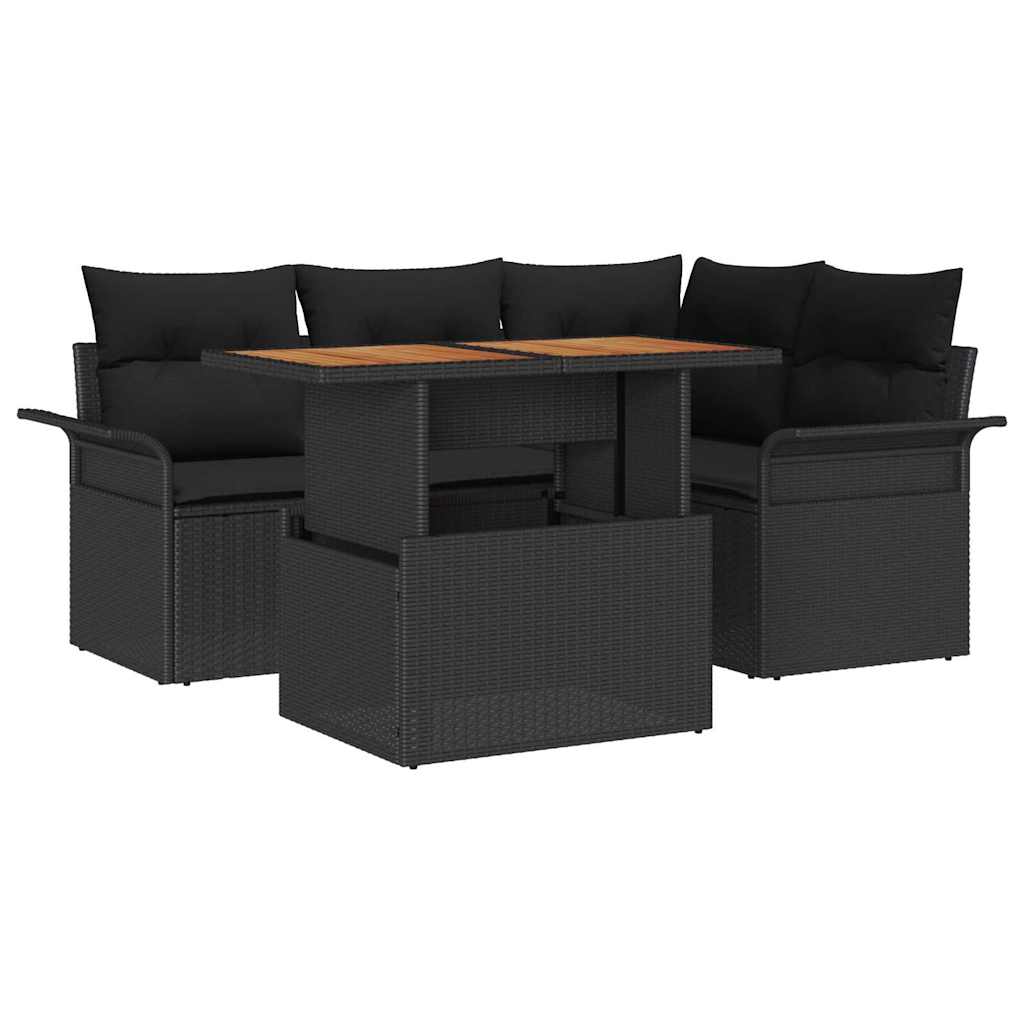 Garten-Sofa-Set 5 stk. Schwarz