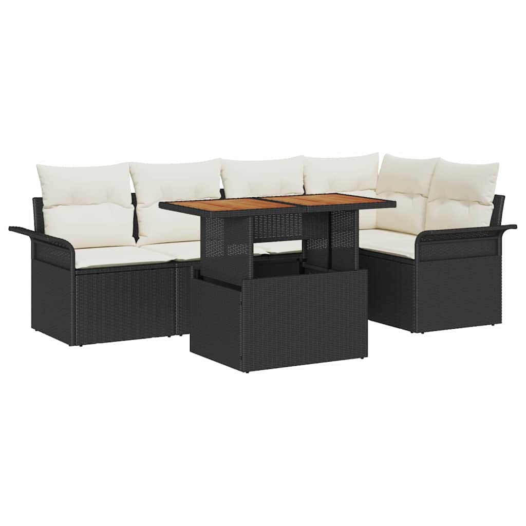 Garten-Sofa-Set 6 stk. Schwarz und Creme