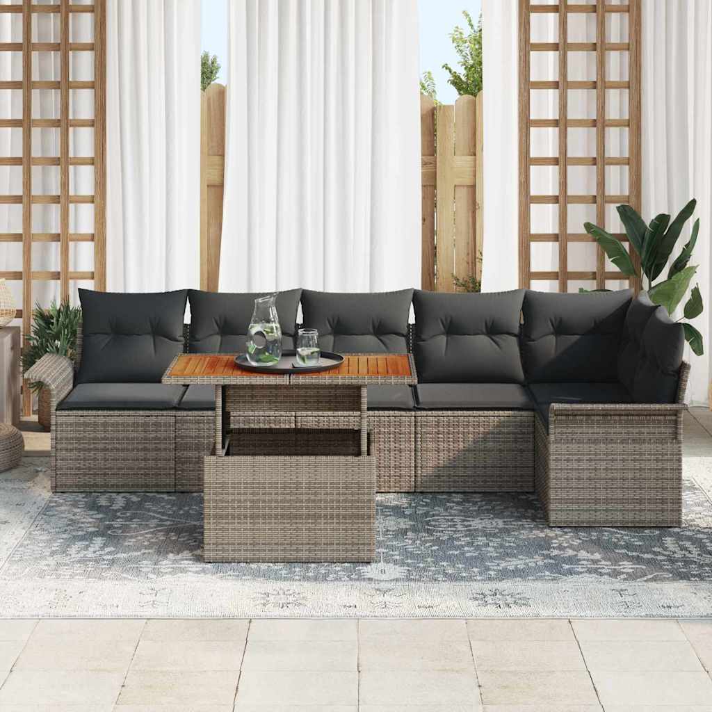 Gartensofa-set 7 stk. Grau Poly-Rattan
