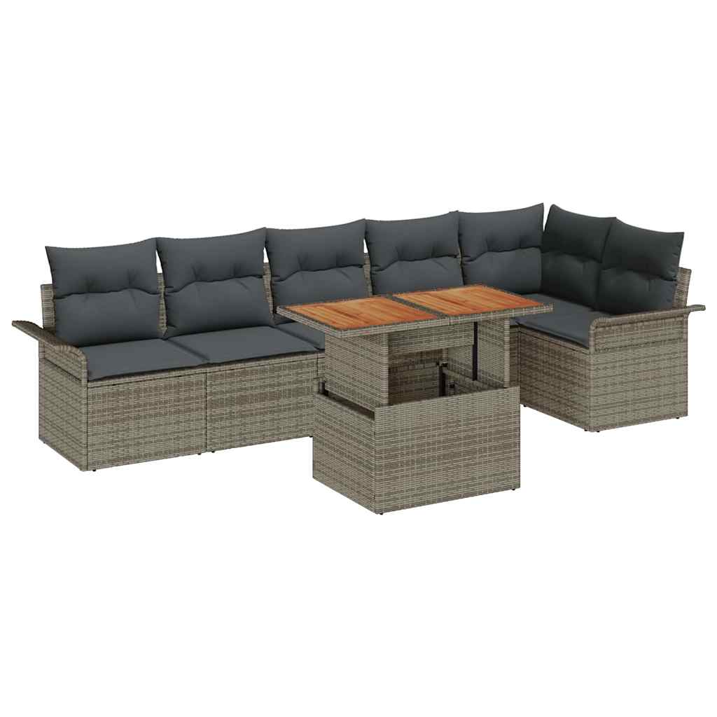 Gartensofa-set 7 stk. Grau Poly-Rattan