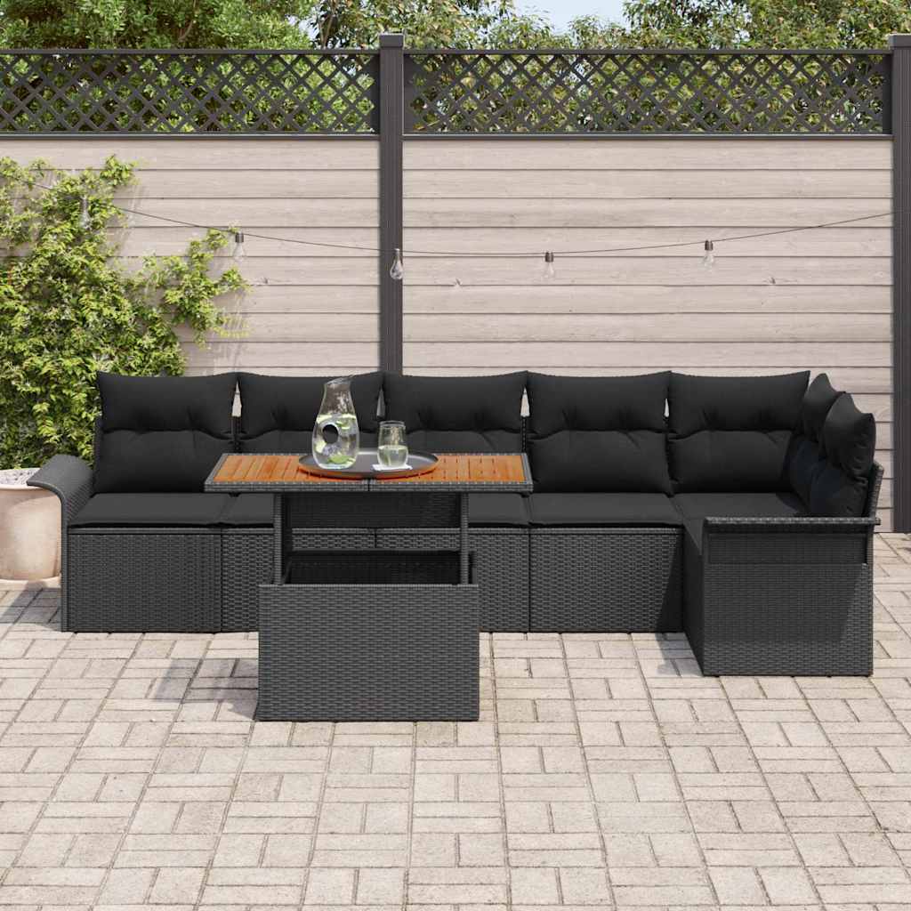 Gartensofa-set 7 stk. Schwarz Poly-Rattan
