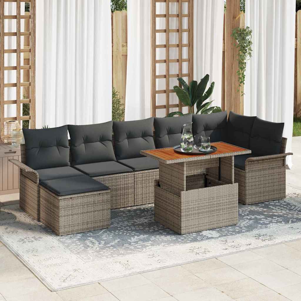 Gartensofa-set 8 stk. Grau Poly-Rattan