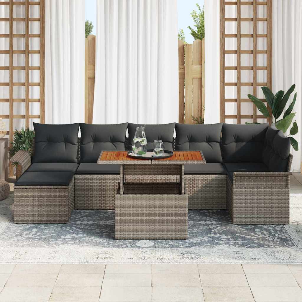Gartensofa-set 8 stk. Grau Poly-Rattan