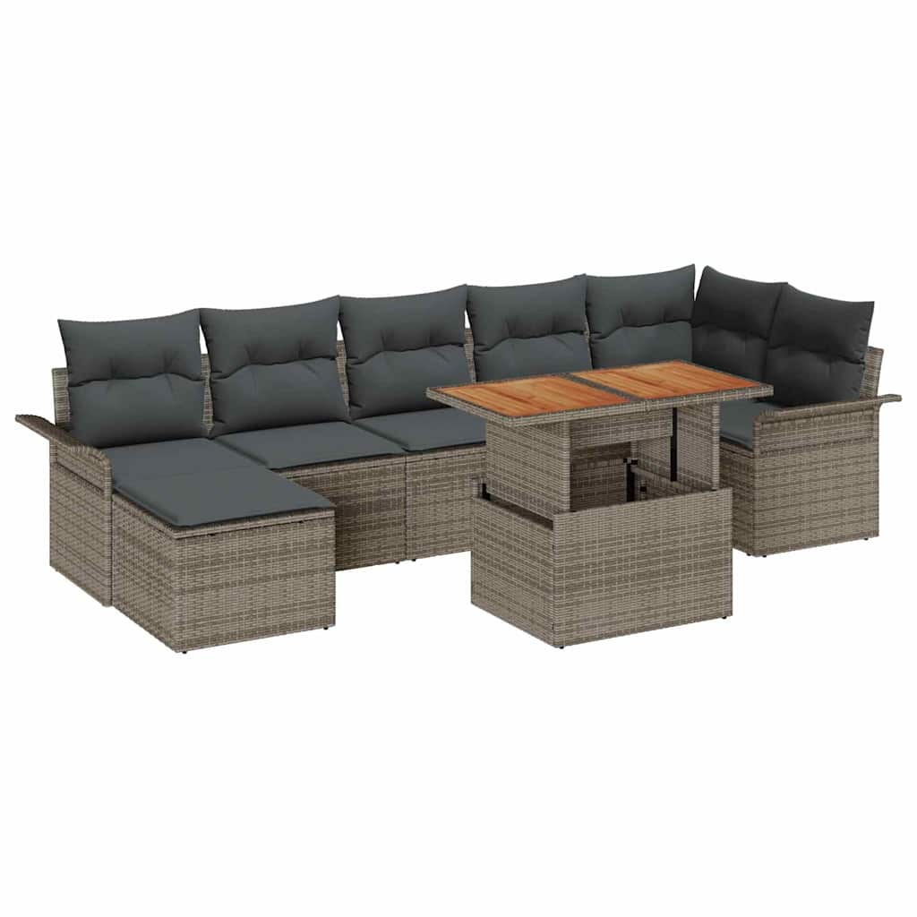 Gartensofa-set 8 stk. Grau Poly-Rattan