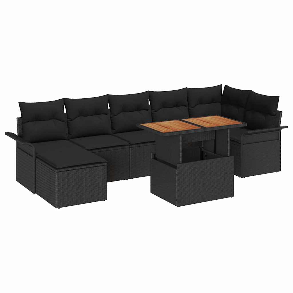 Gartensofa-set 8 stk. Schwarz Poly-Rattan