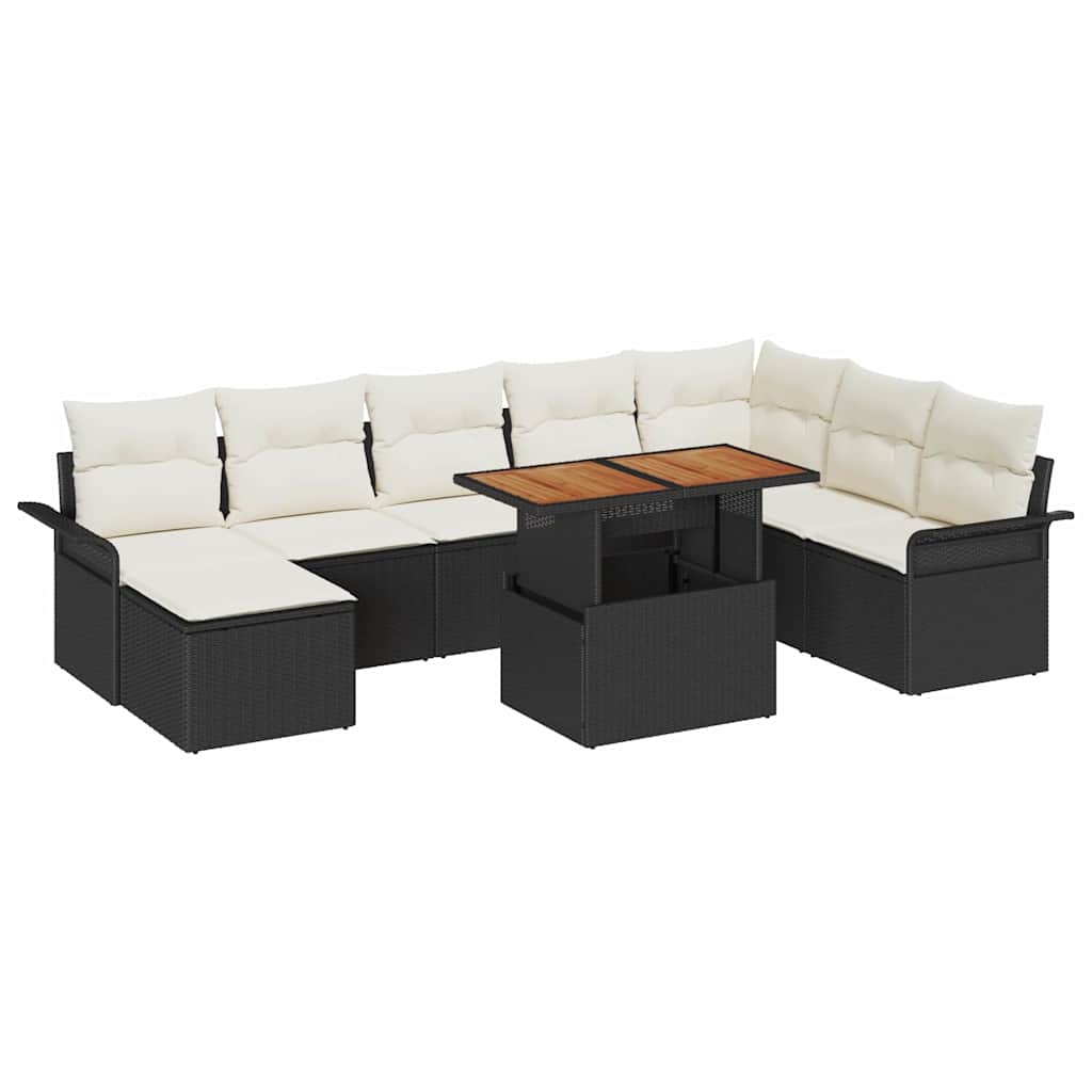 Garten-Sofa-Set 9 stk. Schwarz und Creme