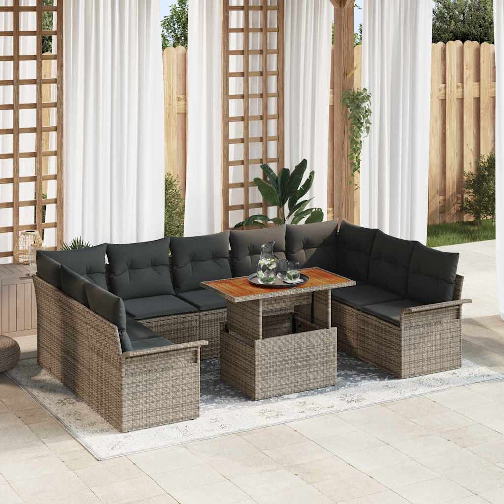 Garten-Sofa-Set 10 Stk. Grau