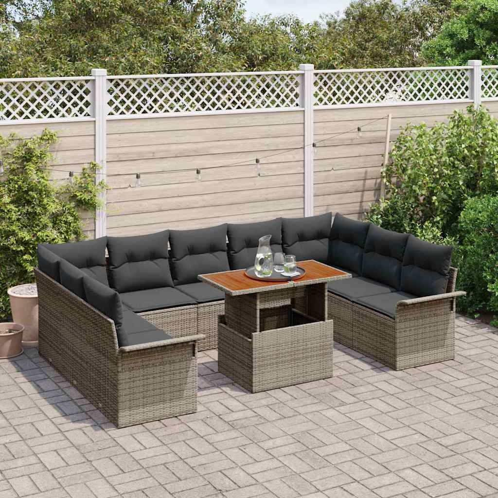 Garten-Sofa-Set 10 Stk. Grau