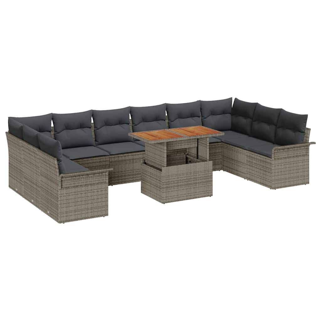 Gartensofa-set 11 stk. Grau Poly-Rattan