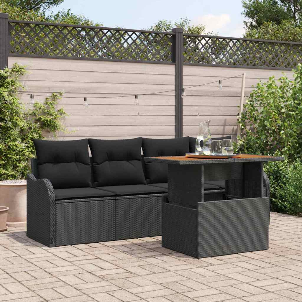 Gartensofa-set 5 stk. Schwarz Poly-Rattan