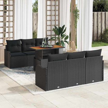 Gartensofa-set 7 stk. Schwarz 100 x 55 x 73 cm Poly-Rattan