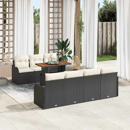 Garten-Sofa-Set 8 stk. Schwarz und Creme 100 x 55 x 73 cm