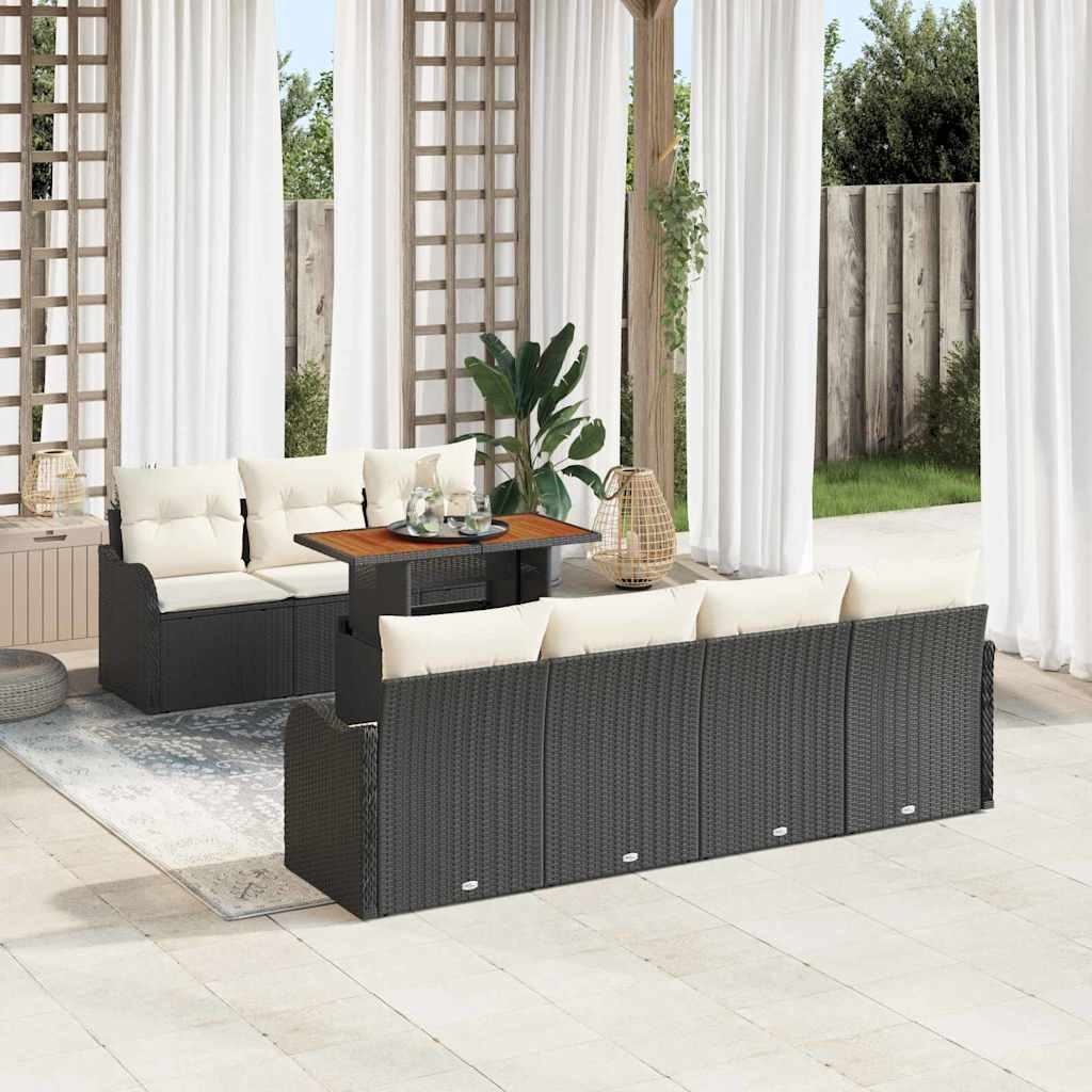 Garten-Sofa-Set 8 stk. Schwarz und Creme