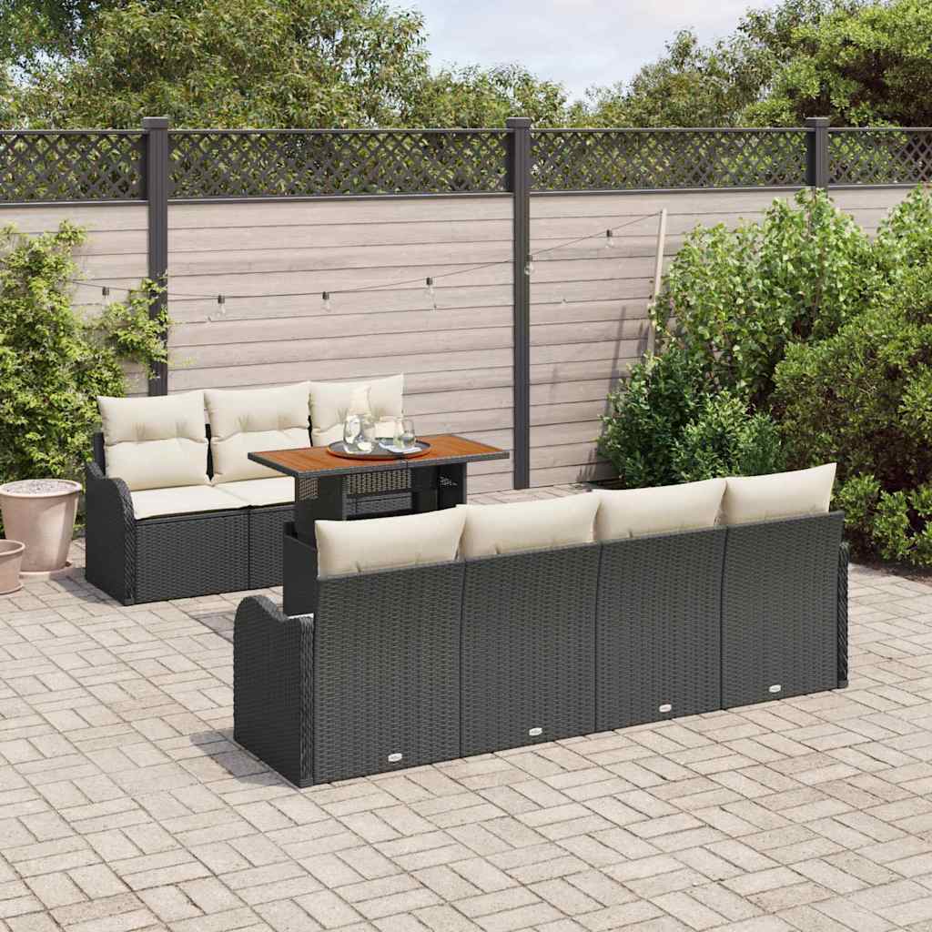 Garten-Sofa-Set 8 stk. Schwarz und Creme